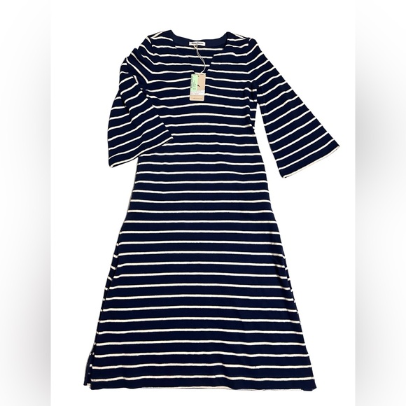 New! Tommy Bahama Sun Harbor Caftan VNeck 3/4 Sleeve Tassel Self-Tie Midi Dress - Picture 3 of 4